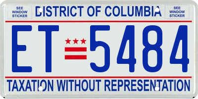 DC license plate ET5484