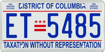 DC license plate ET5485