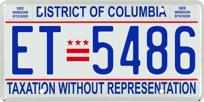 DC license plate ET5486