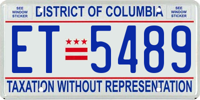 DC license plate ET5489