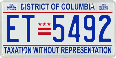 DC license plate ET5492