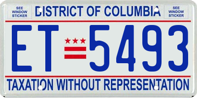 DC license plate ET5493