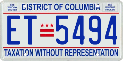 DC license plate ET5494