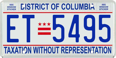 DC license plate ET5495