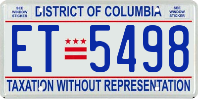DC license plate ET5498