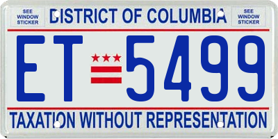 DC license plate ET5499