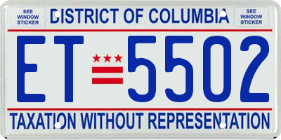 DC license plate ET5502