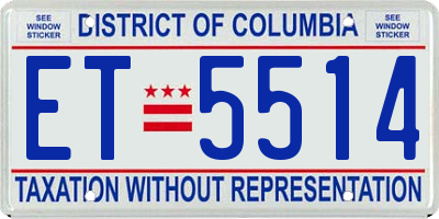 DC license plate ET5514