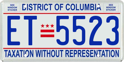 DC license plate ET5523