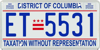 DC license plate ET5531