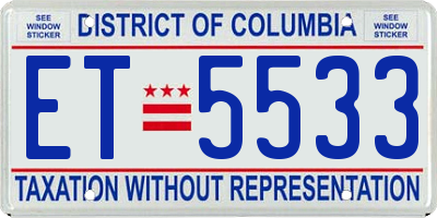 DC license plate ET5533