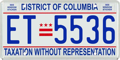 DC license plate ET5536