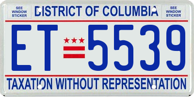 DC license plate ET5539