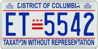 DC license plate ET5542