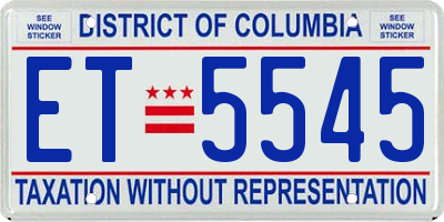 DC license plate ET5545