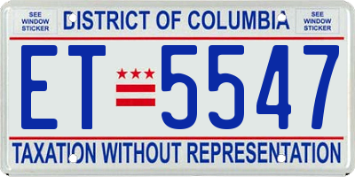 DC license plate ET5547
