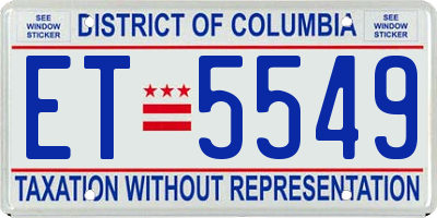 DC license plate ET5549