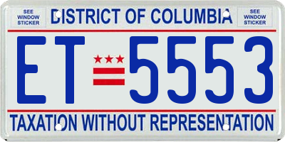 DC license plate ET5553