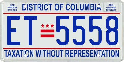 DC license plate ET5558