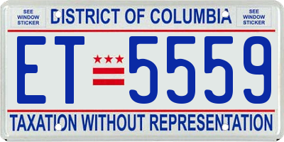 DC license plate ET5559