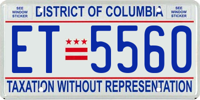 DC license plate ET5560