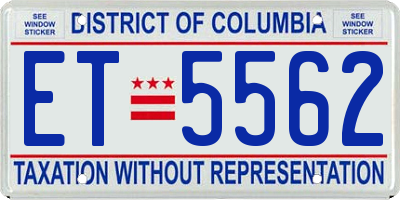 DC license plate ET5562