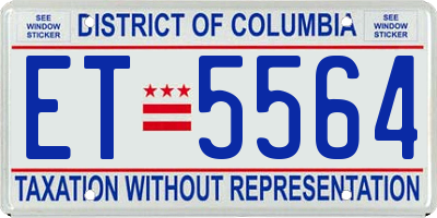 DC license plate ET5564