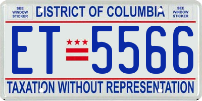 DC license plate ET5566