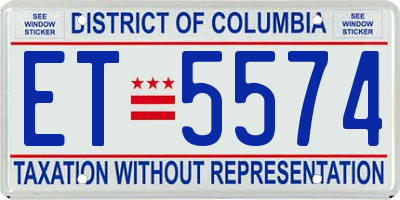 DC license plate ET5574