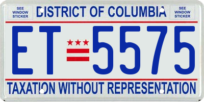 DC license plate ET5575