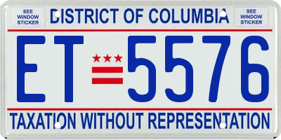 DC license plate ET5576