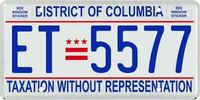 DC license plate ET5577