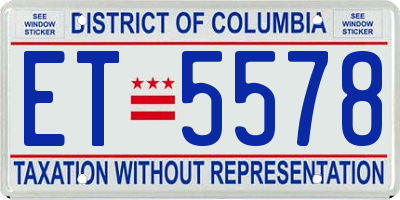 DC license plate ET5578