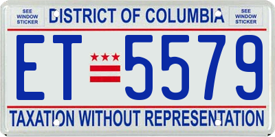 DC license plate ET5579