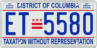 DC license plate ET5580