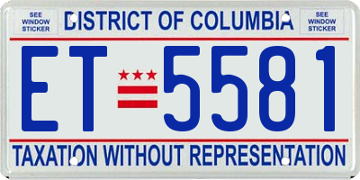 DC license plate ET5581