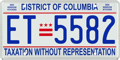 DC license plate ET5582