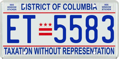 DC license plate ET5583
