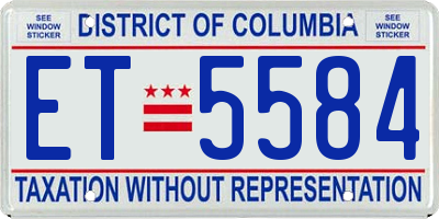DC license plate ET5584