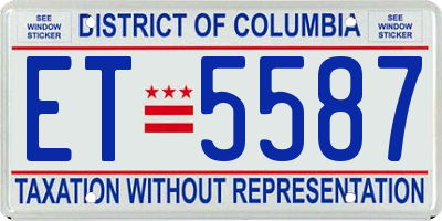 DC license plate ET5587
