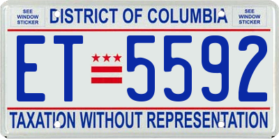 DC license plate ET5592