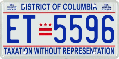 DC license plate ET5596