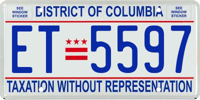 DC license plate ET5597