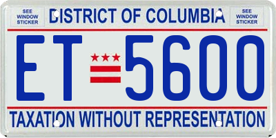 DC license plate ET5600