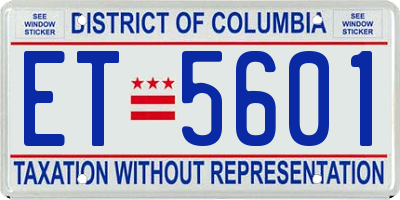 DC license plate ET5601