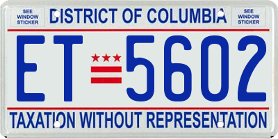 DC license plate ET5602