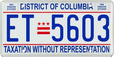 DC license plate ET5603