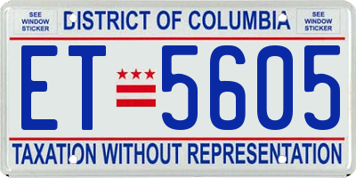 DC license plate ET5605