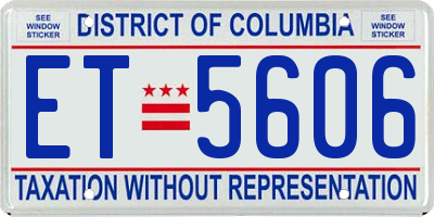 DC license plate ET5606