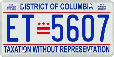 DC license plate ET5607